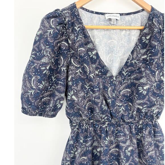 Lucy Paris Lucraissa Puff Sleeve V-Neck Tiered Dress Size XS - Picture 1 of 7